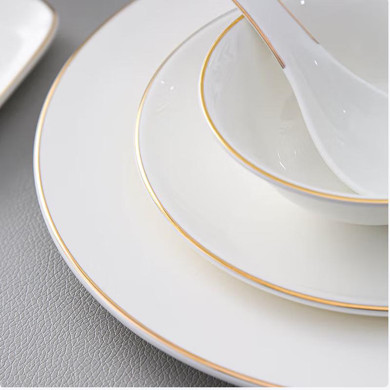 Taishun Gold Rim Ceramic Dinner Plate