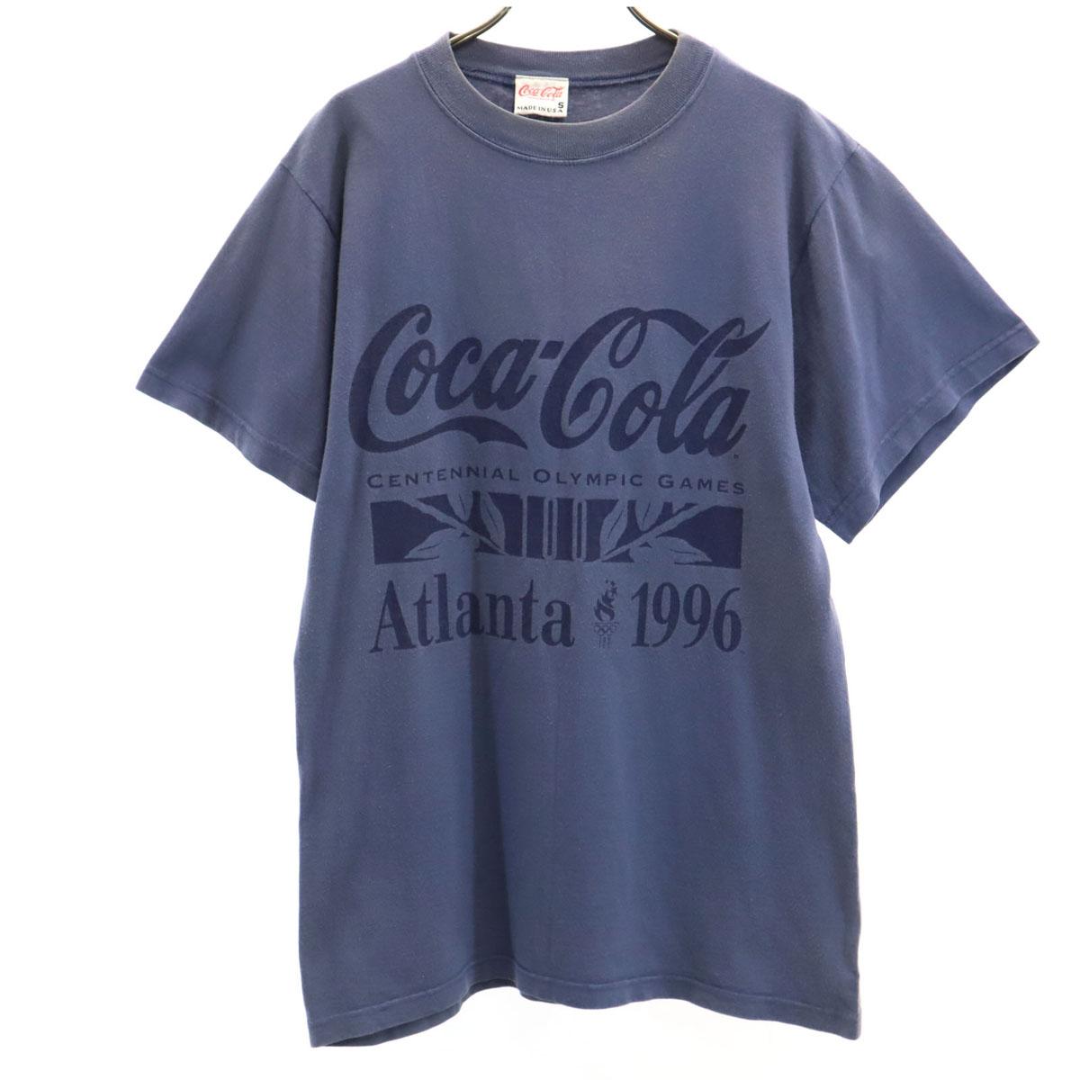 

CocaCola 90-е 1996 Олимпиада в Атланте Старая футболка с коротким рукавом S Синяя Мужская Б/У