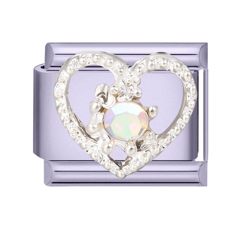 Y2K Purple Series Bow Candy Heart Flower Shiny Italian Charm Links Fit 9MM Stainless Steel Bracelet Girls' DIY Making Jewelry