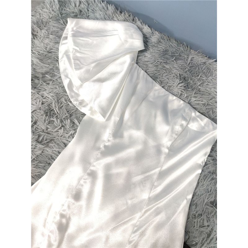 Foreign Trade Order Lu's Frill One-Shoulder Design Sheath Waist Hugging Annual Meeting Birthday Party Dress Dress