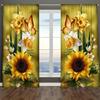 Retro Spring Butterfly-themed Decoration, Sunflower-printed Curtains, Suitable for Bedroom and Living Room Home Decoration