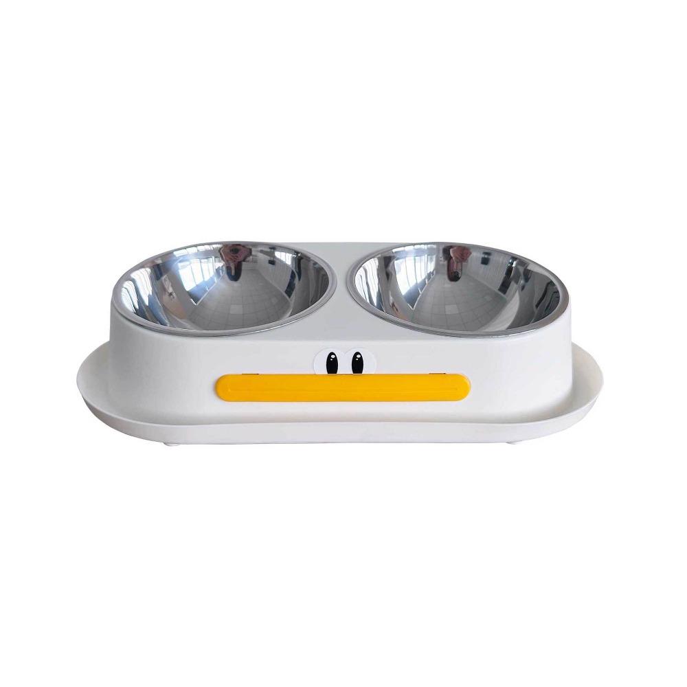

Anti Slip Dog Double Bowl Stainless Steel Dog Food Dish Anti-choke Pet Food Basin for Dogs белый