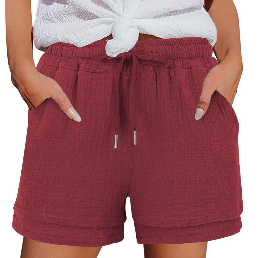 Women's Casual  Summer Elastic Beach Shorts  Solid Casual Shorts