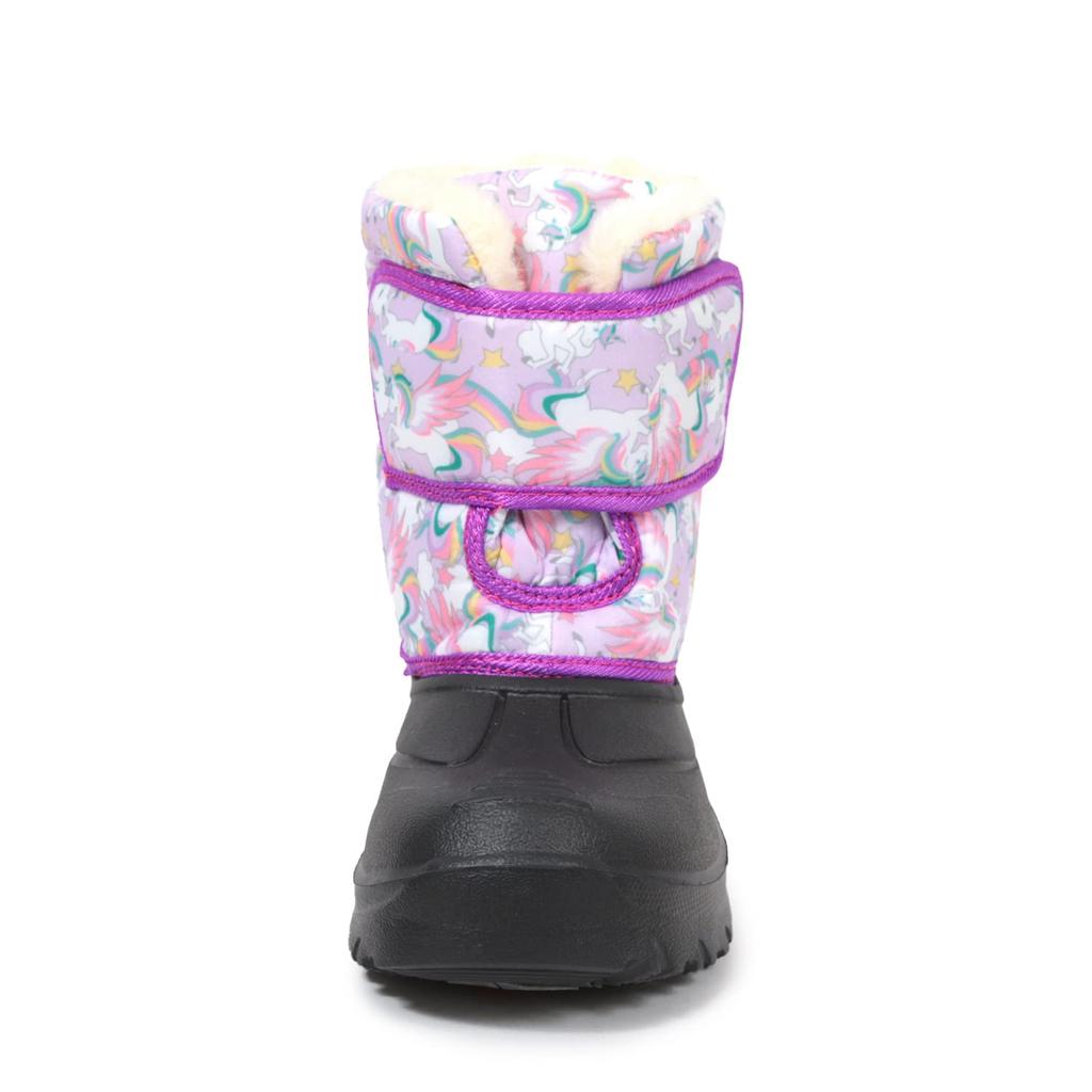 Akiriko Snow Boots, 4cm Waterproof, Boa Cuff, Inner Cushion, Velcro Closure, Girls' Junior Size, Lavender/Purple, 18cm