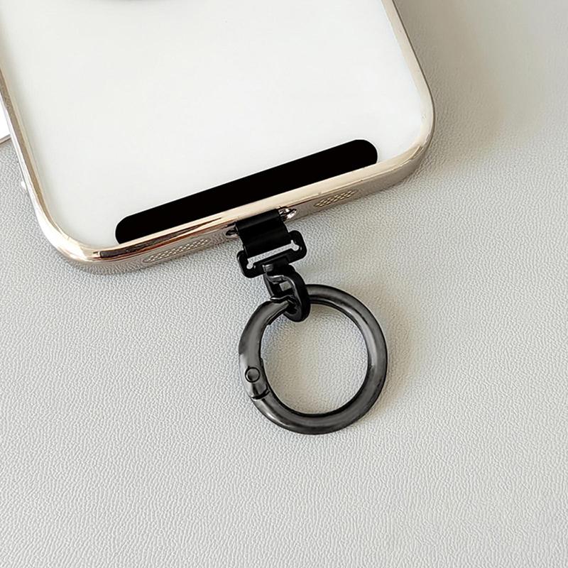 

Stainless Steel Phone Lanyard Clip Patch 360° Rotatable Anti-lost Phone Case Hanging Rope Snap Detachable Ultra-thin 1PC чорний