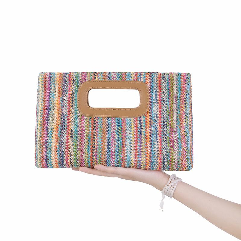 Women Clutch Women's Fashion Chain Dinner Straw Bag Woman Summer Casual Vacation Shoulder Bag Female Large Purse 2024