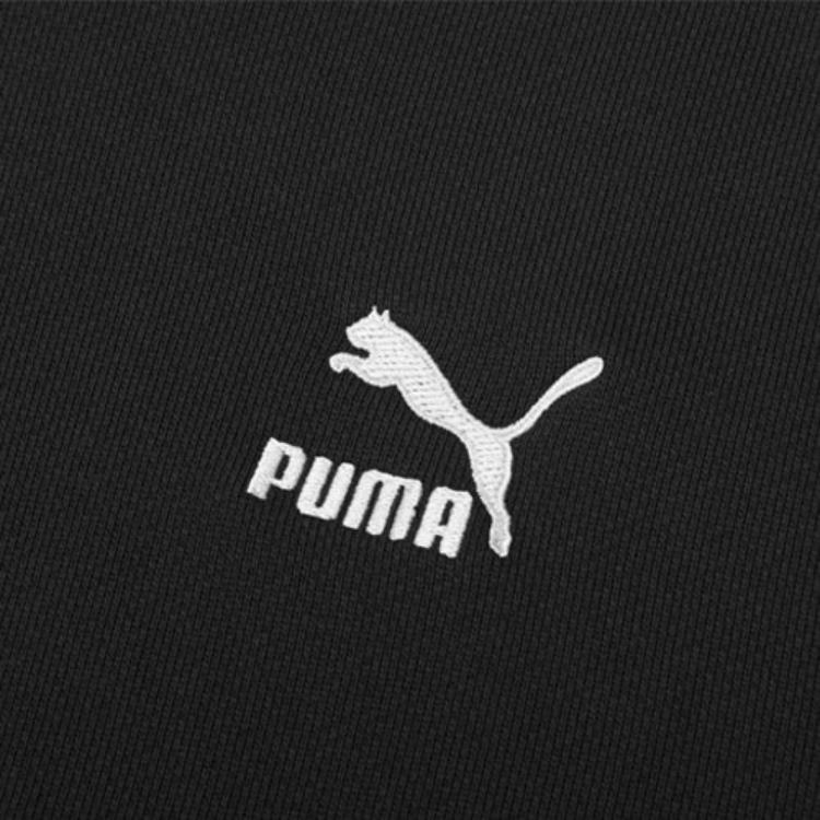 Puma Retro Embroidered Logo Color Block Sports Hoodie Men Tops Black 534679-01