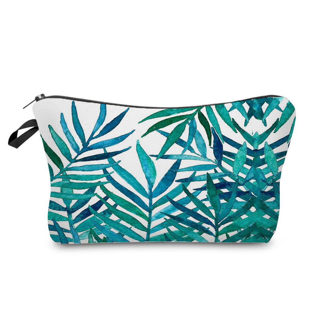 Damen Pflanzenmuster Kosmetiktasche Toilettenartikel Organizer Reiseaufbewahrungstasche 6871