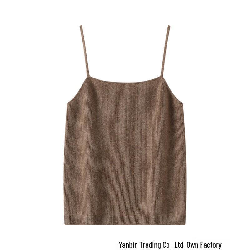Women's Slim Fit Knit Cross Strap Tank Top - Sleeveless Cashmere Base Layer for Autumn/Winter