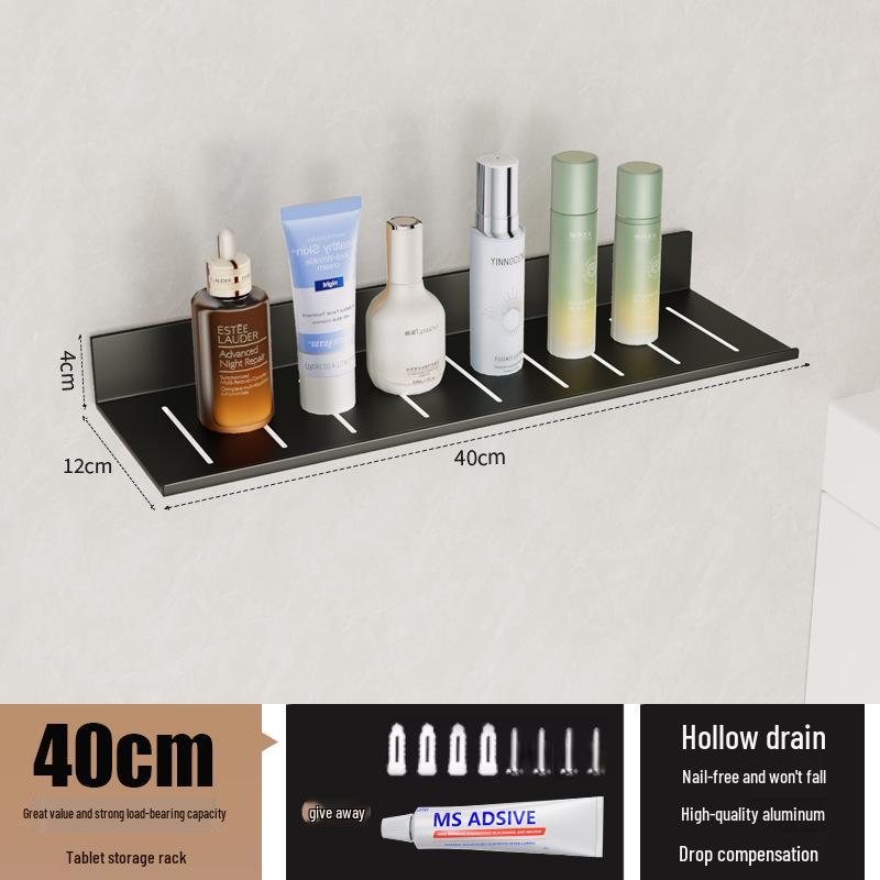 Wall-Mounted No-Drill Bathroom Vanity Shelf with Space for Faucet and Mirror