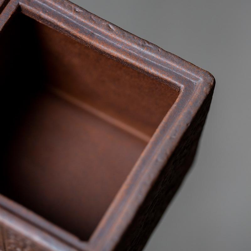 Pottery Sealed Jar Ceramic Tea Caddy Moisture-proof Sealed Tank Tea Jar Tea Container Home Square Tank Candy Jar Storage Box