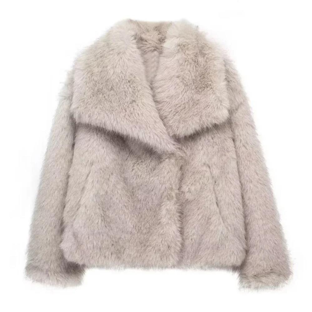 VAYLA Woman Autumn Winter Faux Fur Coat Plush Fluffy Women's Jacket New in Outerwears White Red Gray Black Wool Blends Coats