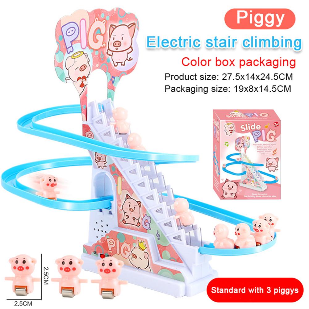 Electronic Duck Climbing Stairs Track Slide Pets Toys With Light Music Educational Toys For Boys Girls Birthday Gifts