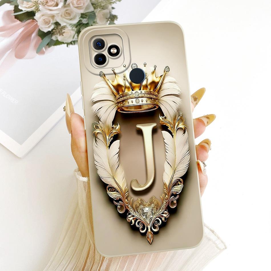 For Itel Vision 1 / P36 / Vision 1 Plus / Itel P36 Play L6005 Feather Crown Initial Letter Phone Case Soft Silicone Cover Bumper