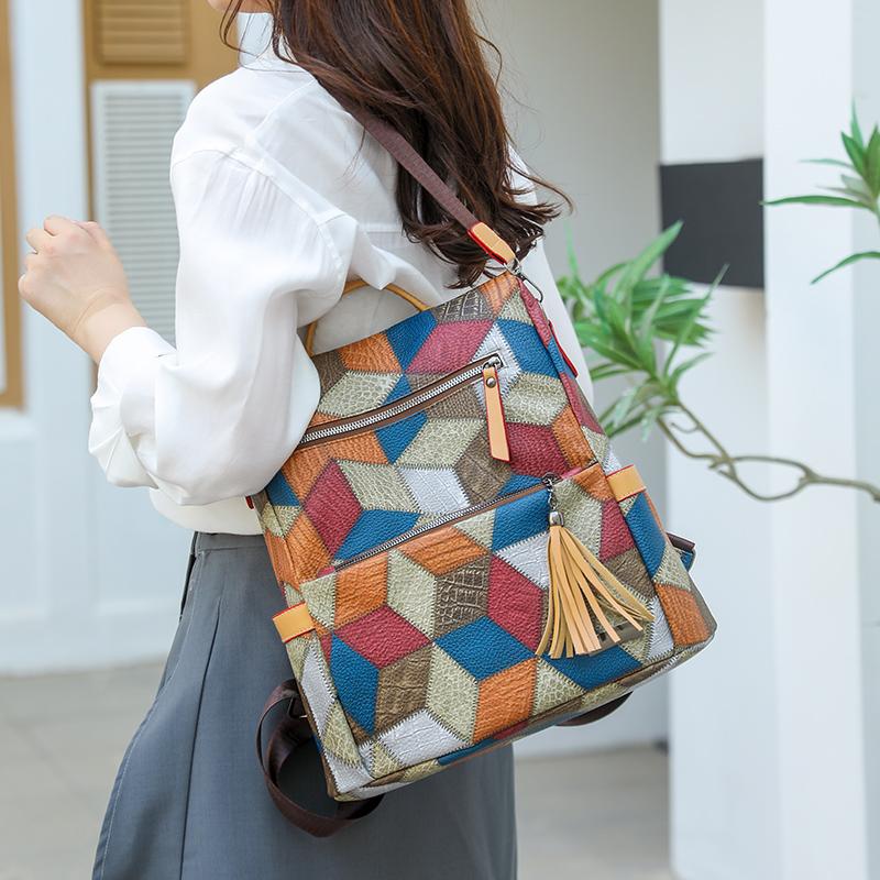 Damryggsäck i retrostil Ryggsäck med stor kapacitet Multifunktionell axelväska