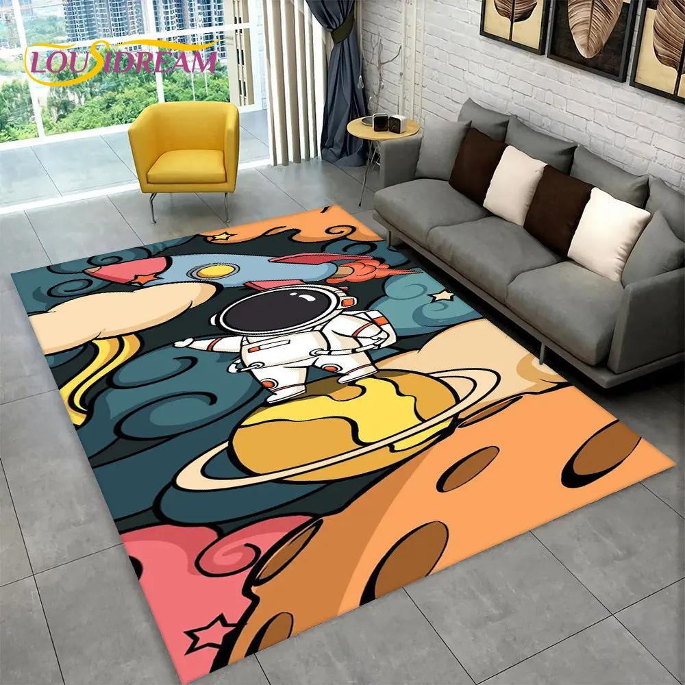 Dywanik z kreskówkowym astronautą kosmicznym 3D, Dywanik do domu, salonu, pokoju dziecięcego, pod sofę, wycieraczka, Mata podłogowa dla dzieci antypoślizgowa