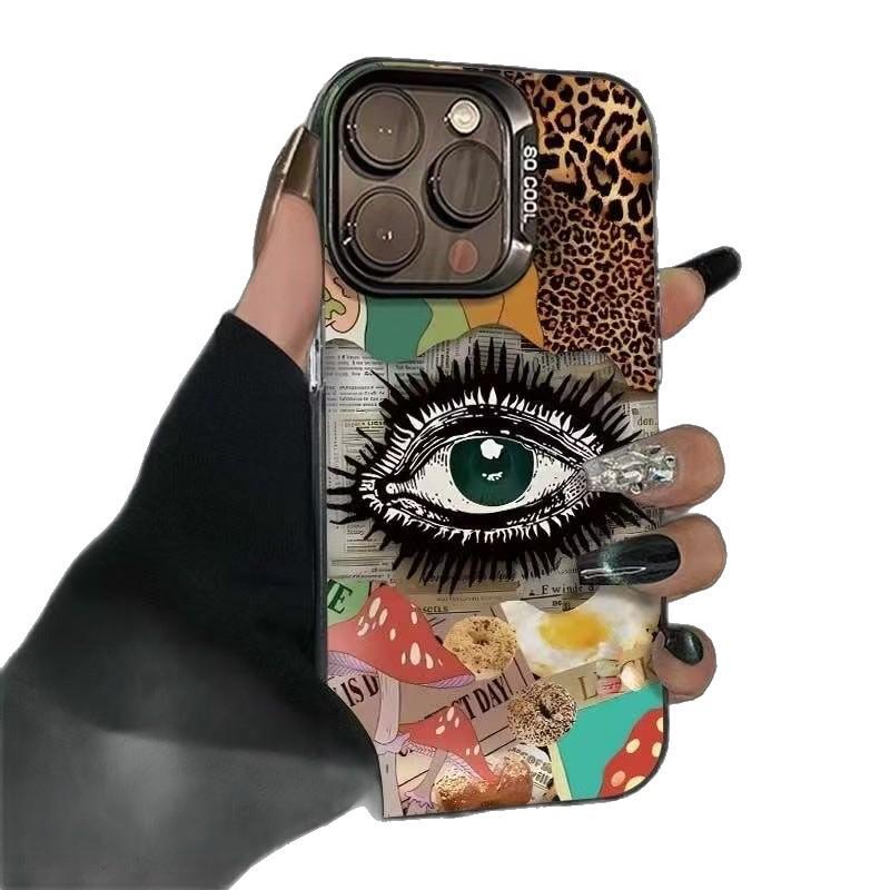 Custodia per Telefono Occhi Stampa Leopardo di Alta Gamma per iPhone 15 Pro Max, 17 e 16 Pro Max