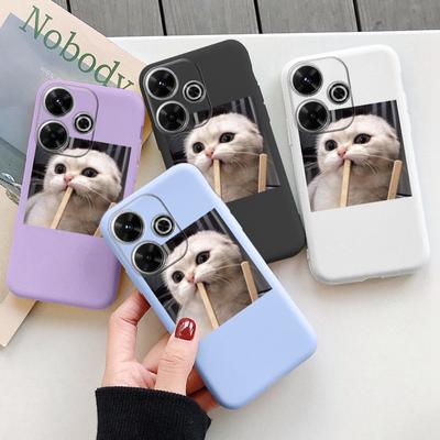 Cute Cat Soft Silicone Case For Redmi Note 13 Pro 13C 14 Poco C65 Samsung A55 M35 S24 Xiaomi iPhone Huawei Honor 200 Realme 9 Camera Shockproof Cover