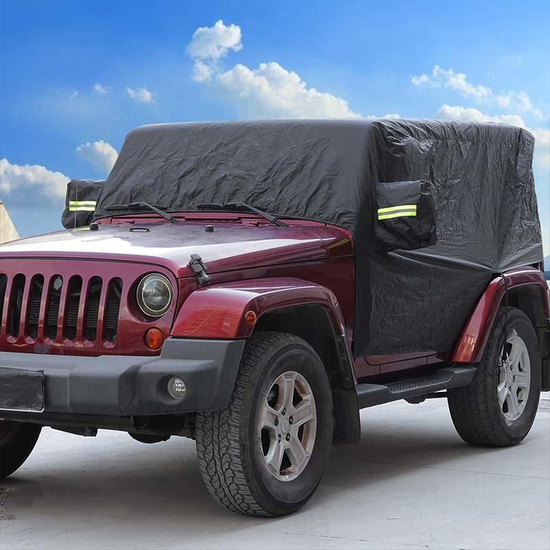 Waterproof All Weather Windshield Sunshade Leather Car Cover Fit for Jeep Wrangler JK JL 2-Door Version Exterior Accessories