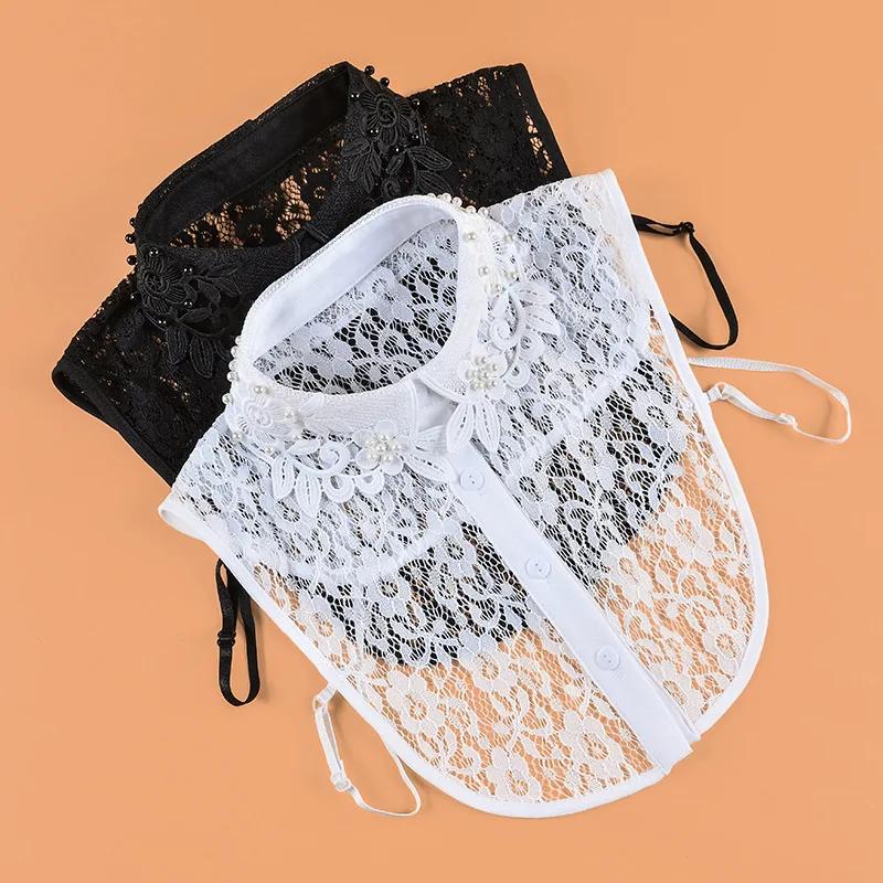 Perfect Match Elegant White Lace Detachable Collars For Women Floral Hollow False Collar Shirt Fake Half Shirt Collar Remoable Faux Col Tie