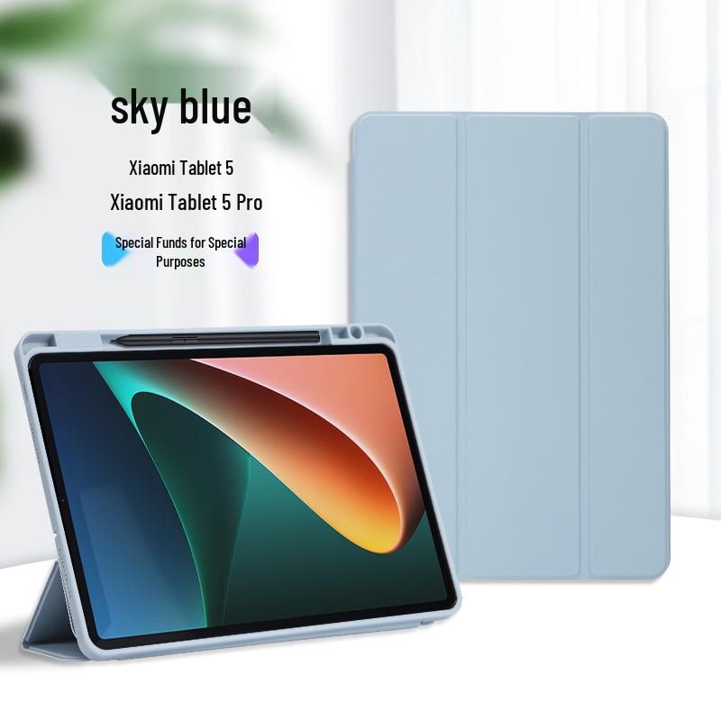 Xiaomi 5/5 Pro Tablet Case: Tri-fold Soft Cover with Charging Pen Slot & Stand