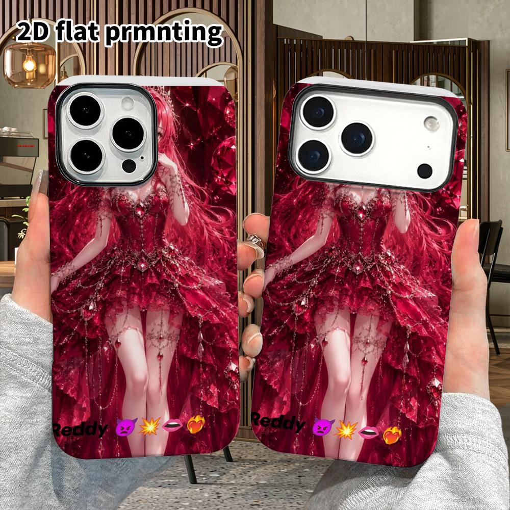 Phone Case: 2D Flat Design Suitable for iPhone 18 17 16 15 14 13 Pro Film Protective Case, Couple Style, Red-haired Girl, Christmas and Halloween Gift
