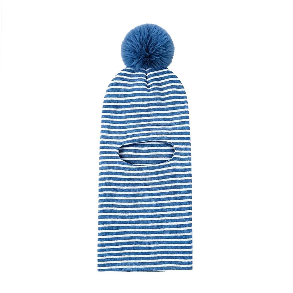 Fashion Striped Baby Beanies Hat Winter Warm Face Cover Knit Neck Protection Pullover Cap Toddler Kids Windproof Balaclava Hat
