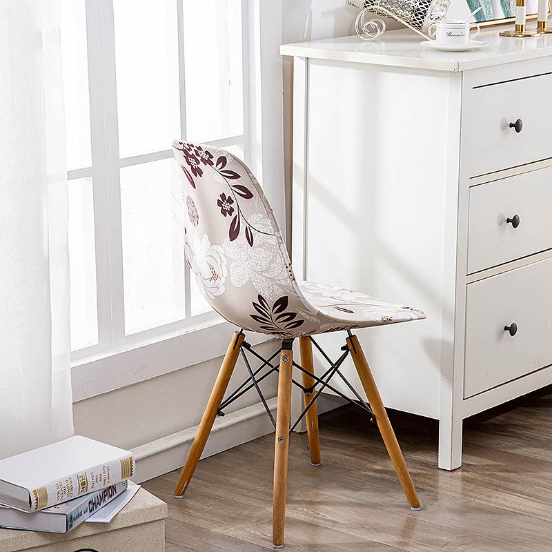 

Elastic Printed Shell Chair Cover Removable Washable Seat Shaped Pad For Kitchen Office Shell chair average size