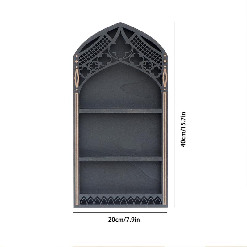 Crystals Display Gothic Window Elegant Multi Tiers Wooden Shelf For Organization Boutique Display Stand Gothic Window