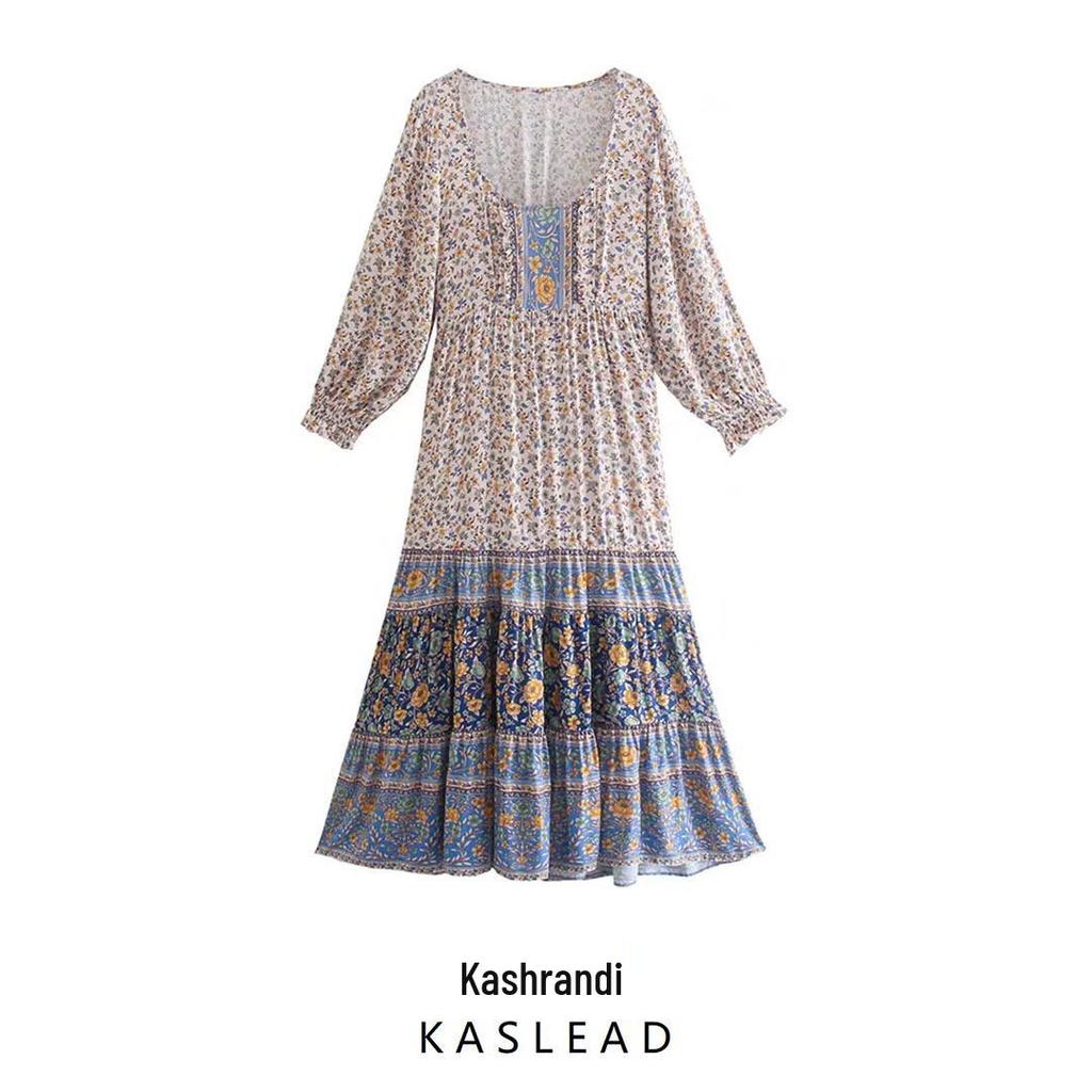 2025 Spring Women's European-American Style Long Sleeve Casual Print Dress