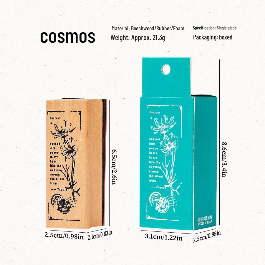 Exquisite Wooden Plant & Flower Stamps for Creative Journals – 8 Styles