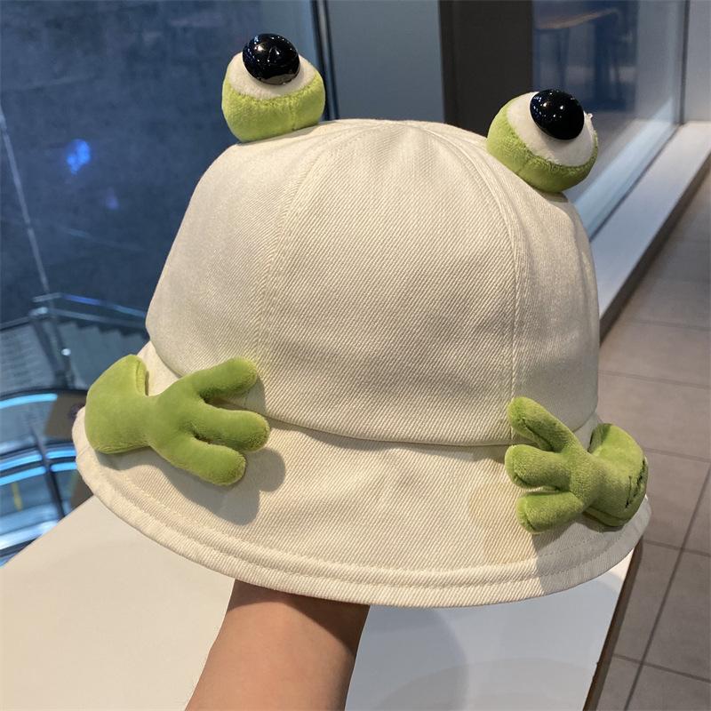 New Fashion Cute Big Eyes Frog Bucket Hats Outdoor Foldable Sun Fishing Cap Men Women Lady Summer Cotton Panama Fisherman Hats