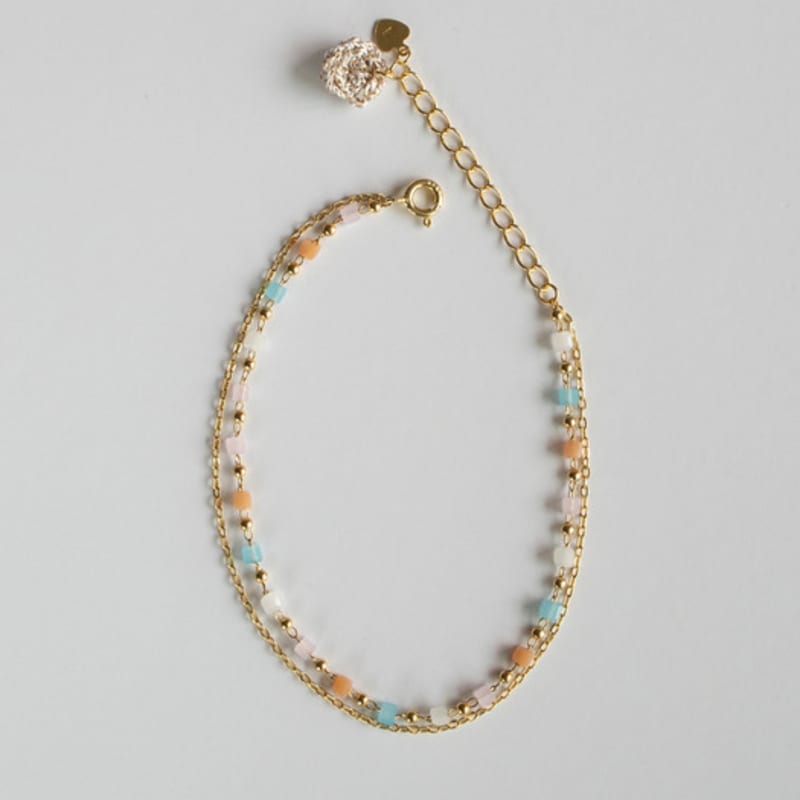 MERRYMOTIVE [2way] Pastel candy chain 925 silver bracelet/anklet