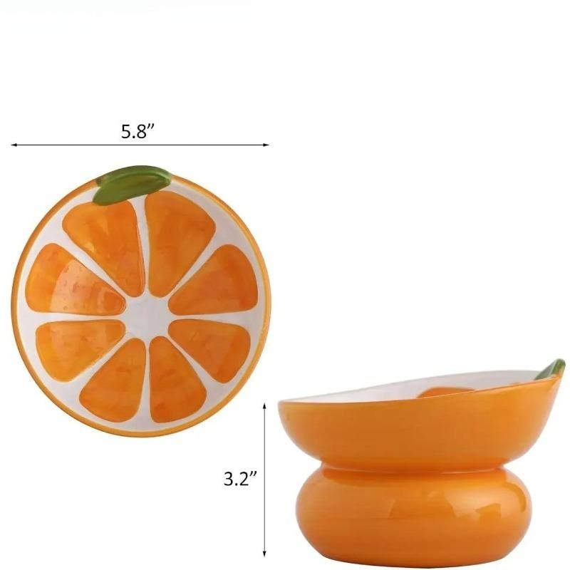 1pcs Ceramic Raised Cat Bowl, Elevated Cat Food Bowl for Indoor Cats, Anti Vomiting &Protect Pet's Spine, Cute Tilted Cat Dish