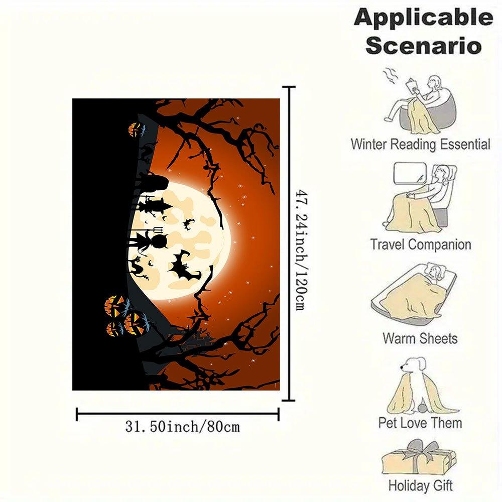 Halloween Full Moon Party Invitation CardBlanket Flannel Throw Blanket for Sofa, Bed, Travel, Camping, Office, Couch, Chair, And Bed Gift Fo