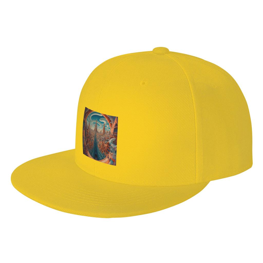 Fashion city of the future amazing city fantasy city Flat Brim Sun Hat Suitable For Long Faces Sun Visor Cap