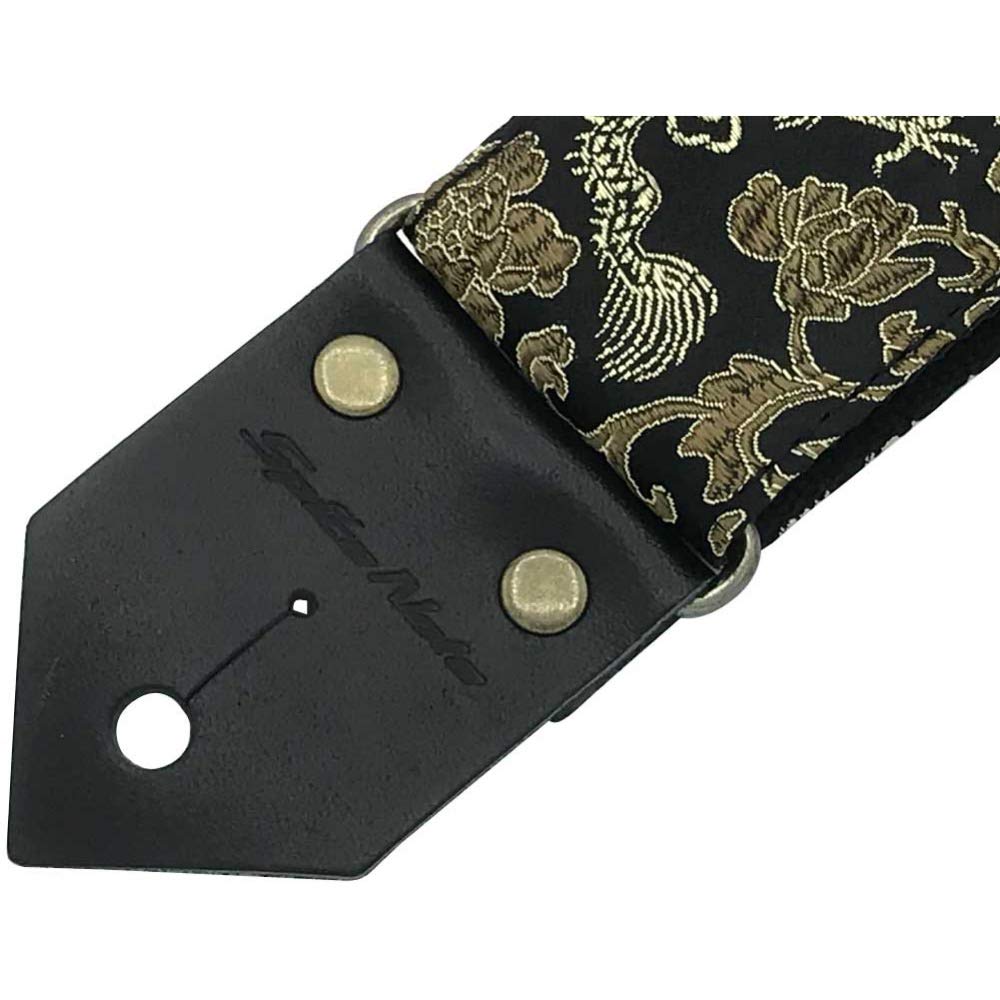 Spice Note Dragons Flowers Guitar Jacquard Made in Black & Strap, Fabric, Japan, (ES-PJ50DF/BLK) (Total Length 820mm-1450mm)