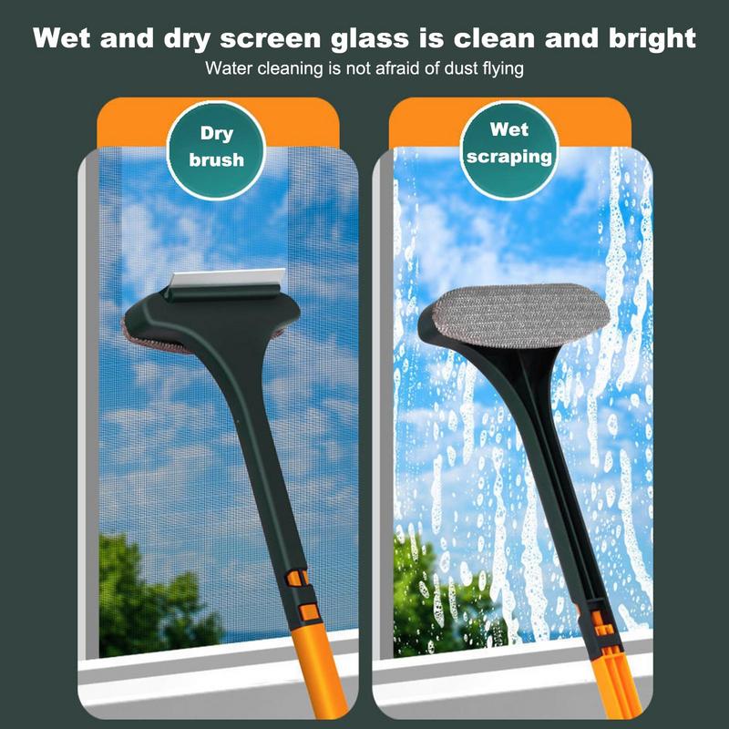 Long Handle Anti-mosquito Screen Brush Window Washing Brush Dust Removal Brush Home Retractable Multifunctional Cleaning Tools