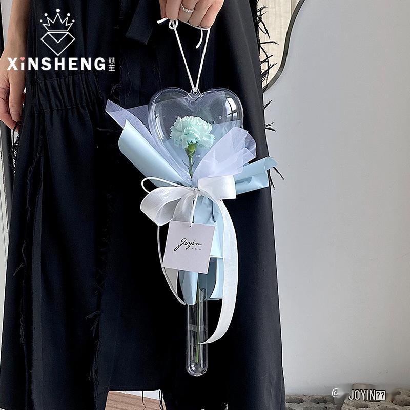 Heart-Shaped Magic Wand Acrylic Plastic Bouquet Gift Box with Fresh Flowers for Floral Art DIY
