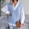 Women Sleeveless Knit Sweater Solid Color V Neck Twist Cutout Tank Top Sizes S To L