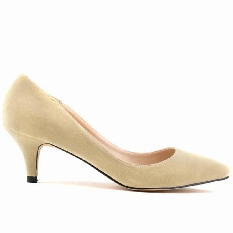 Women Pumps Spring Autumn 5cm Low High Heels Solid Color Breathable Pointed Toes Non Slip Sole Latex Insole Work Wedding Shoes