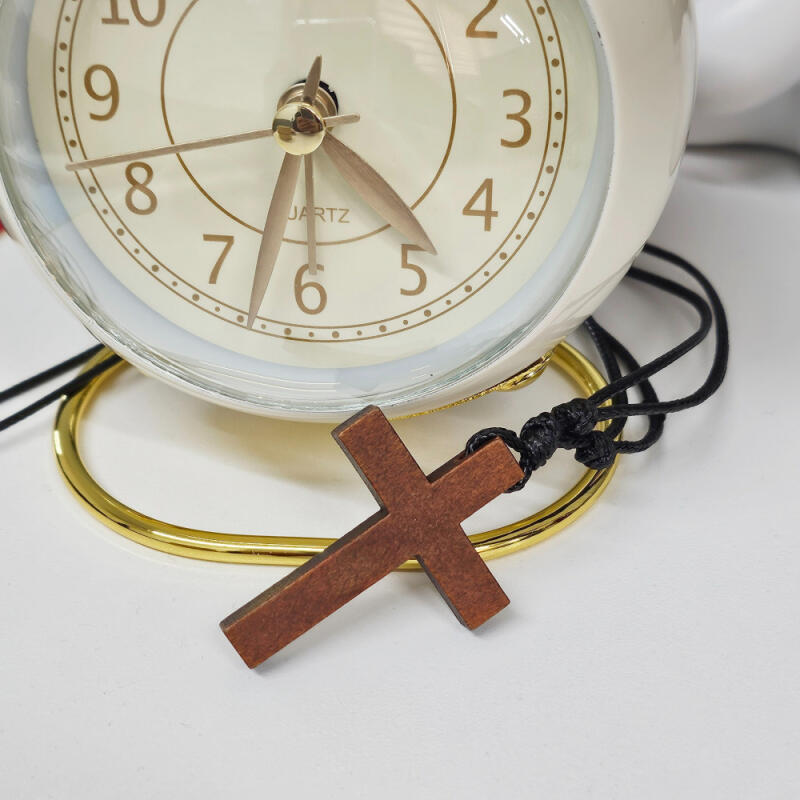 Verstellbares Holz-Kreuz Lederarmband Halskette Raumspiegel Aufhänger