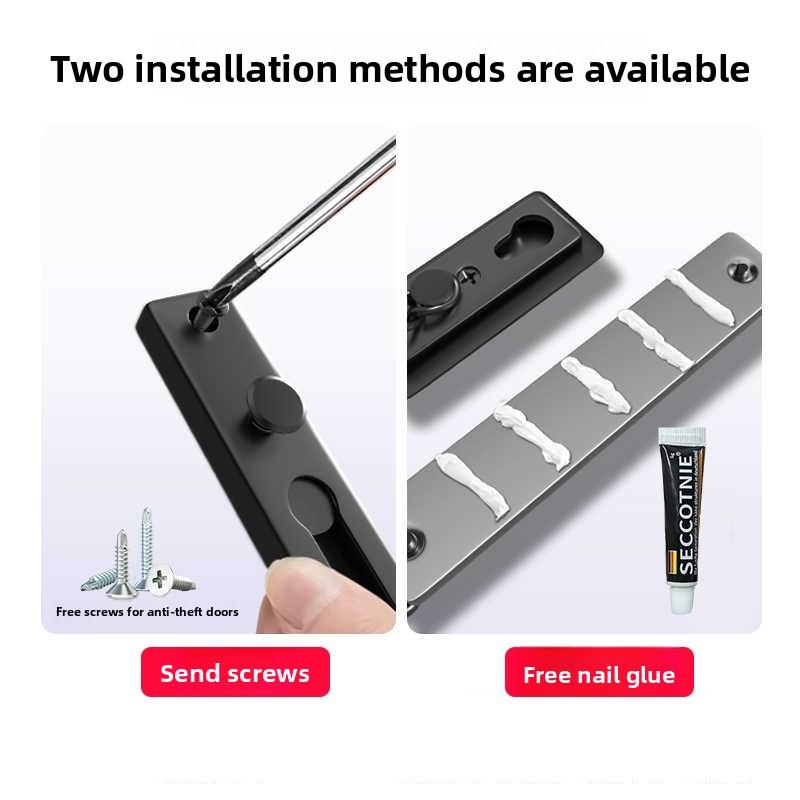 No Drill Stainless Steel Security Door Chain Push Button Lock Latch Anti-Theft Door Guard for Home Hotel Use