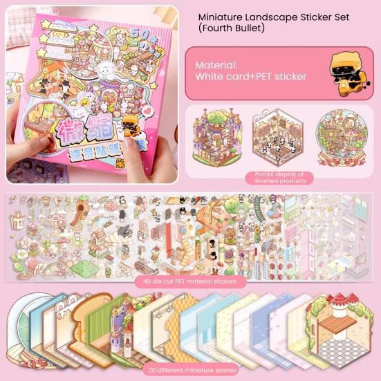DIY 3D Scene Sticker Collection Book for Kids Adults Make Your Own Shop House Stickers for Relief Stress Pass The Time