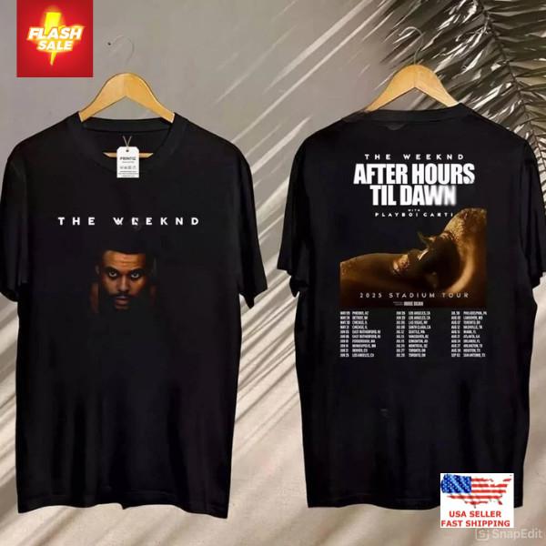 

The Weeknd After Hours Til Dawn Tour 2025 T-Shirt Concert Merch Gift Unisex T-Shirt XL