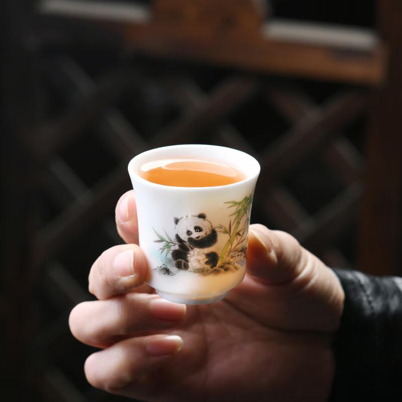 Dehua Yangzhi Jade Porcelain Panda Tea Set