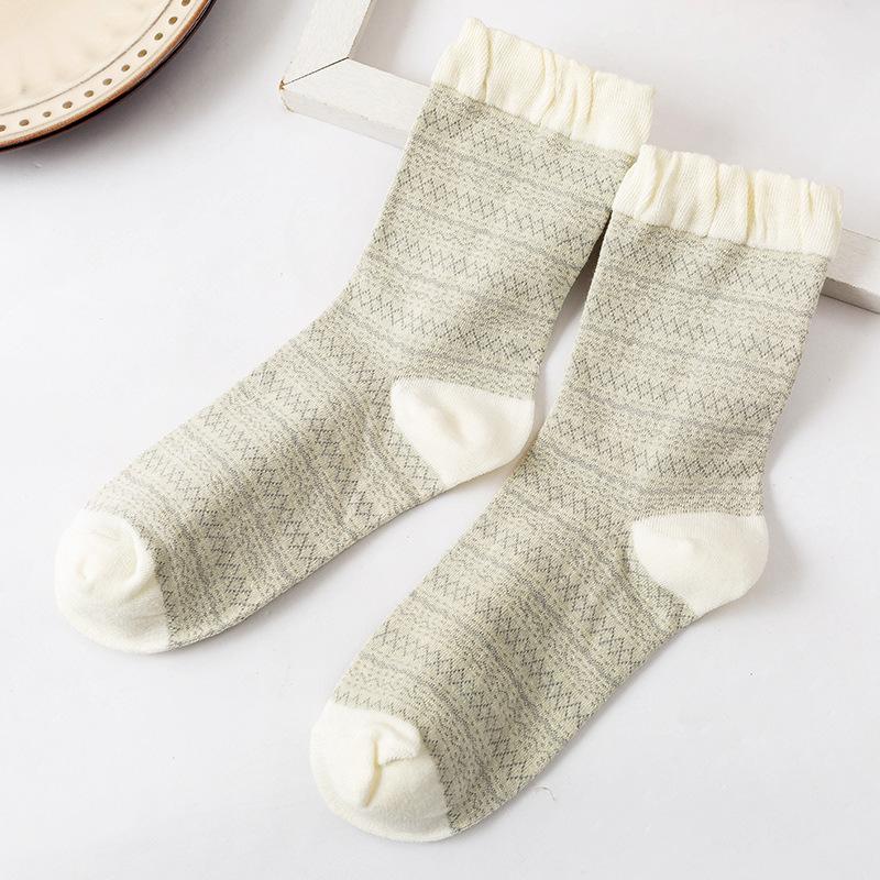 Blue Socks Flower Print Vintage Long Socks Women Japanese Fashion Harajuku Retro Streetwear Sweet Girls Kawaii Cute Crew Socks