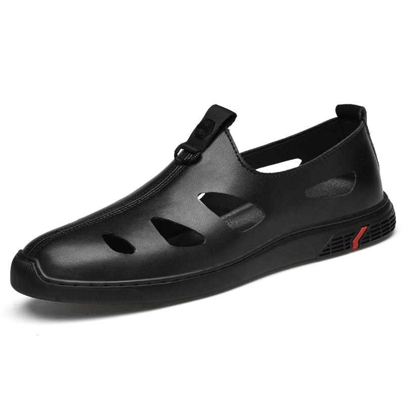 FashionBrand Cow Leather Retro Sandals Men's Summer Shoes Leisure Beach Shoes Male Genuine Leather Slippers Brown Dress Loafers Men