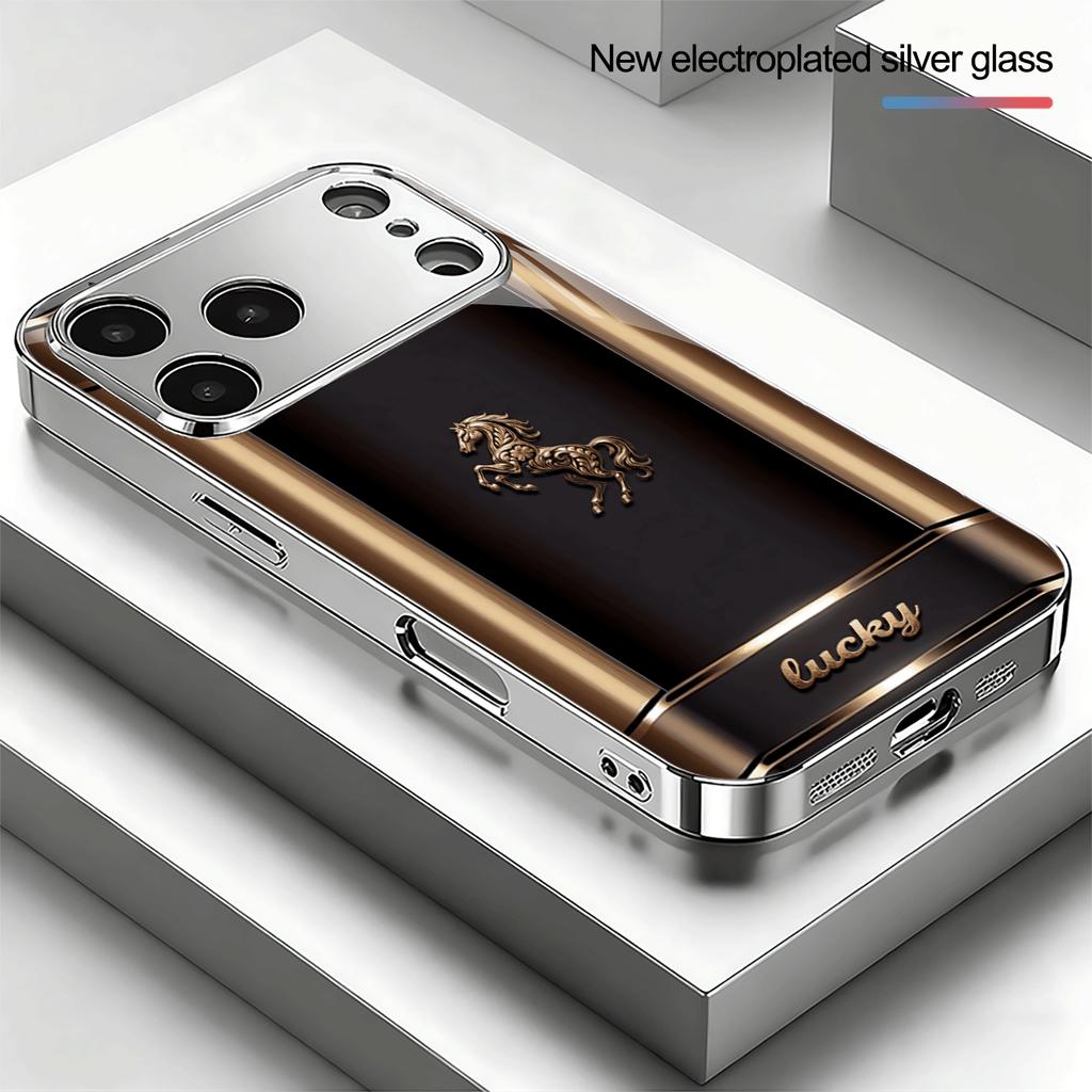 Coque de téléphone élégante "Lucky" Cheval étuis de téléphone mode Pour iPhone 17 étui Coque de téléphone en verre pour iPhone 17 16 15 14 13pm Pro Plus