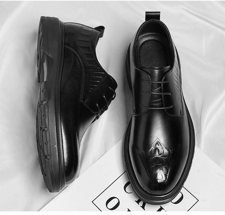 2025 Men's Leather Shoes: Autumn Soft Sole, British Style, Casual & Formal Wear, Ideal for Weddings and Business.